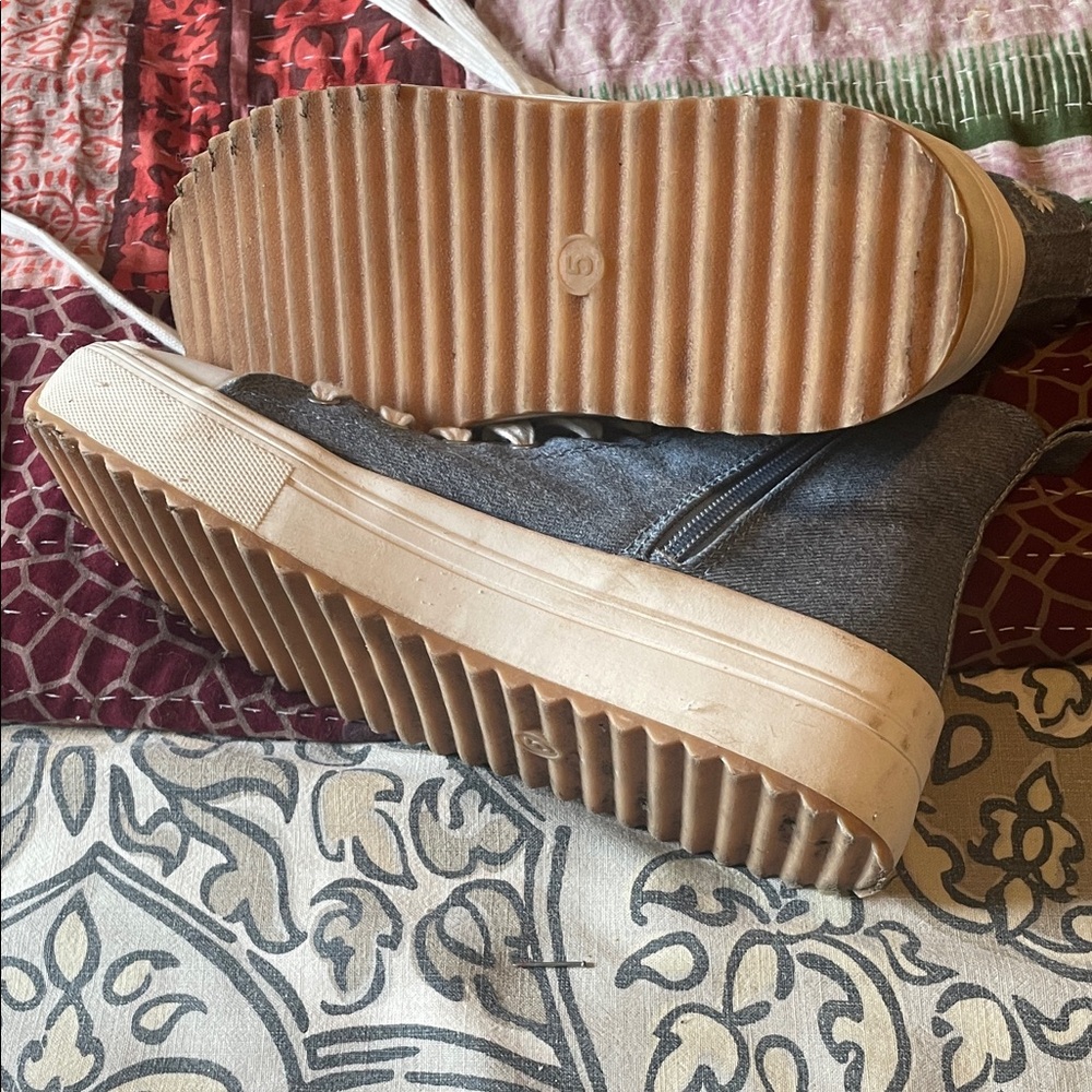 Art Class Denim and White High-Top Sneakers - Picture 3 of 5